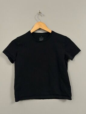 Everlane Black Women's Crop Tee Casual Organic Cotton XXS